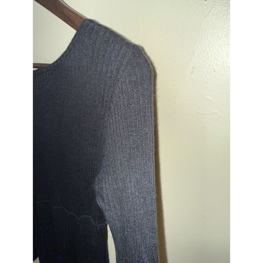 American Eagle Soft & Sexy Black Ribbed Long Sleeve V-Neck Dress - Small - Picture 3 of 9